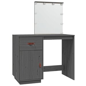 vidaXL Coiffeuse avec LED Gris 95x50x133 5 cm Bois de pin massif