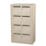 Bloc collectif Leabox 2x4  grade 3  simple face  intérieur  fixation murale  ivoire ral 1015 finition brillante