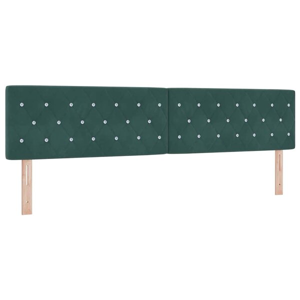vidaXL Tête de lit LED avec bandes LED Vert foncé 200 cm Velours