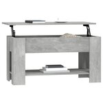 vidaXL Table basse gris béton 101x49x52 cm bois d'ingénierie