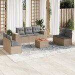 vidaXL Salon de jardin avec coussins 8 Pièces beige résine tressée