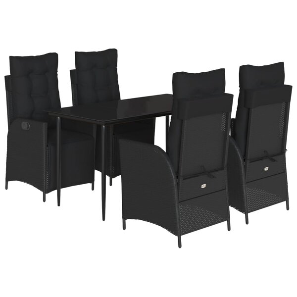 vidaXL Ensemble à manger de jardin coussins 5Pièces Noir Résine tressée