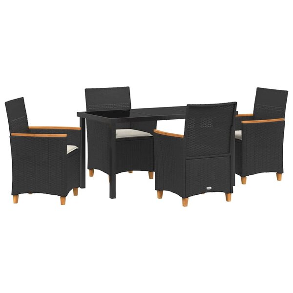 vidaXL Ensemble de salle à manger pour jardin 5 Pièces Noir polyrotin