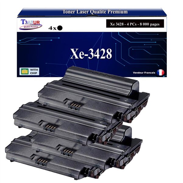 T3AZUR -4x Toners compatibles avec Xerox Phaser 3428  3428D  3428DN - Noir