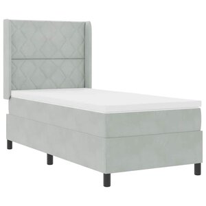 vidaXL Lit à Ressorts avec Matelas LED Gris clair 90 x 190 cm Velours