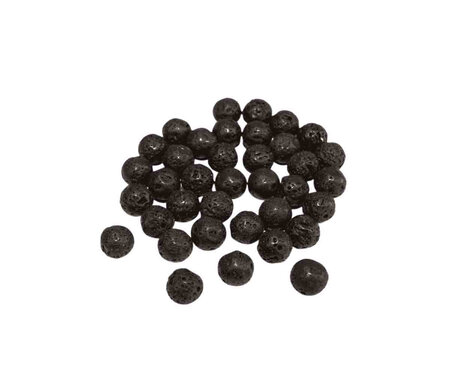 Perles pierre de lave ronde 0 7 cm noir 30 pièces