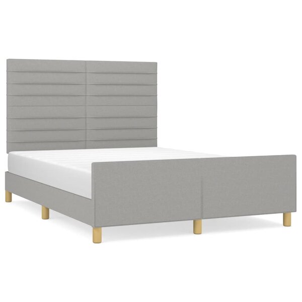 vidaXL Cadre de lit avec tête de lit Gris clair 140x190 cm Tissu