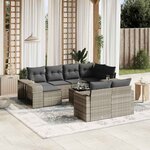 vidaXL Salon de jardin 11 Pièces avec coussins gris clair résine tressée
