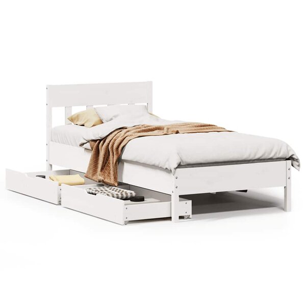 vidaXL Cadre de lit sans matelas blanc 90x190 cm bois de pin massif