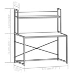vidaXL Bureau d'ordinateur Blanc et chêne 120 x 60 x 138 cm