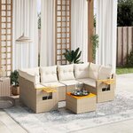 vidaXL Salon de jardin avec coussins 7 Pièces beige résine tressée