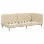 vidaXL Cadre de lit d'angle avec matelas Crème 90 x 190 cm tissu