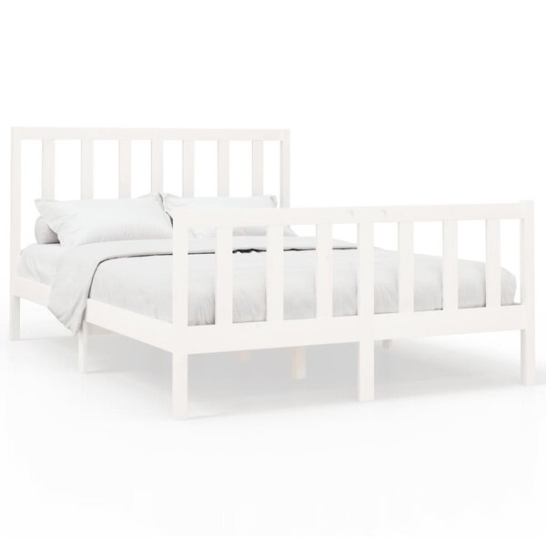 vidaXL Cadre de lit sans matelas blanc 160x200 cm bois de pin massif
