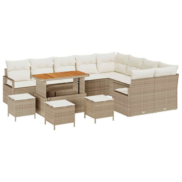 vidaXL Ensemble de canapé de jardin avec coussin 13 Pièces Beige et crème
