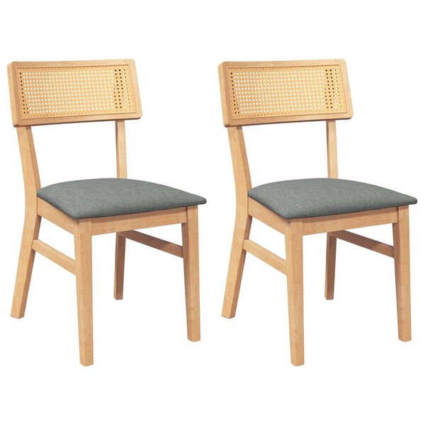 vidaXL Chaises à manger coussins 2 Pièces bois massif caoutchouc