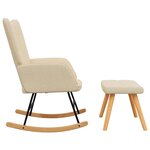vidaXL Chaise à bascule avec tabouret Crème Tissu