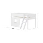 Flexa WHITE Lit mi-hauteur avec echelle inclinee 90 x 200 cm Facades cabane cadre blanc Barriere pleine Blanc