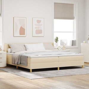 vidaXL Lit à Ressorts avec matelas Crème 200 x 200 cm tissu