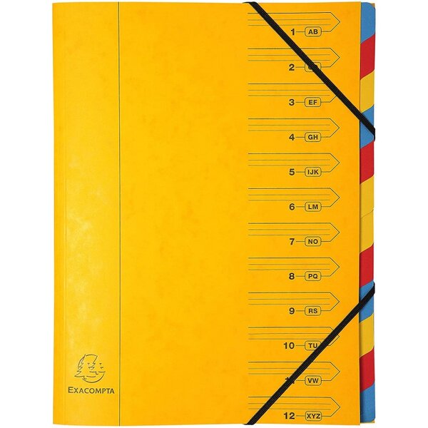 Trieur 12 compartiments jaune - exacompta