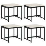 vidaXL Tabourets de jardin avec coussins lot de 4 noir résine tressée
