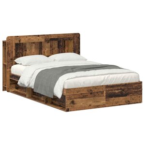 vidaXL Cadre de lit avec rangement Bois ancien 135 x 190 cm