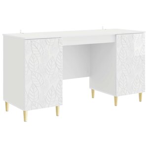 vidaXL Bureau Blanc brillant Bois d'ingénierie 142 5 x 50 x 75 cm