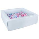 Piscine à balles carrée avec 200 balles - bleu p/blanc transparent bleu clair rose clair rose bleu p