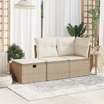 vidaXL Tabouret de jardin avec coussin beige 55x55x37cm résine tressée