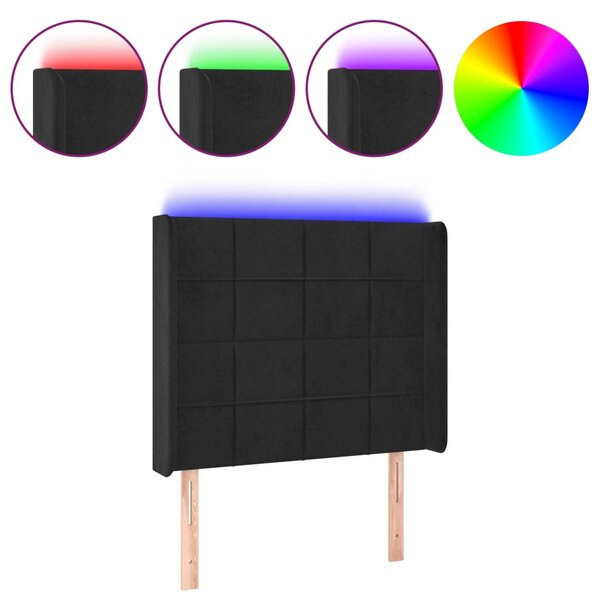 vidaXL Tête de lit à LED Noir 93x16x118/128 cm Velours