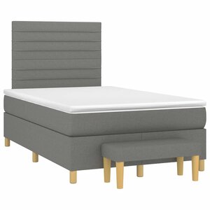 vidaXL Sommier à lattes de lit avec matelas gris foncé 120x190cm tissu
