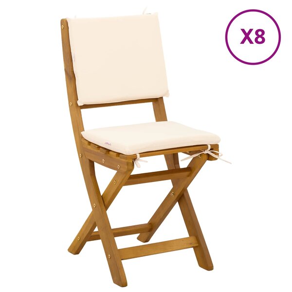vidaXL Chaises de bistrot d'extérieur avec coussin 8 Pièces Crème blanc