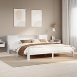 vidaXL Lit bibliothèque sans matelas blanc 200x200 cm bois pin massif