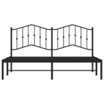 vidaXL Cadre de lit métal sans matelas et tête de lit noir 160x200 cm