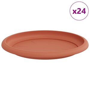 vidaXL Plateau à fleurs rond 24 pc Rouge brique Ø 19 x 2 cm Plastique