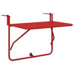 vidaXL Table Suspendue de Balcon Rouge 60 x 39 x 65 cm Acier