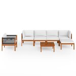 vidaXL Salon de jardin 7 pièces avec coussins  bois d'acacia crème et corde