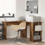 vidaXL Bureau d'angle avec rangement Bois ancien 140 x 113.5 x 75 cm