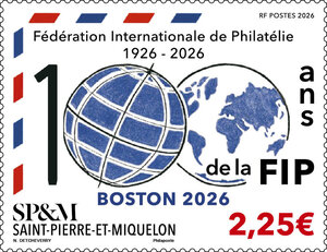 Timbre Saint Pierre et Miquelon - 100 ans de la Fédération internationale de la Philatélie