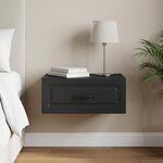 vidaXL Cabinet de chevet mural avec tiroir Noir 49 x 34 5 x 20 cm