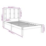 vidaXL Cadre de lit Noir Bois massif 75x190 cm Petit simple