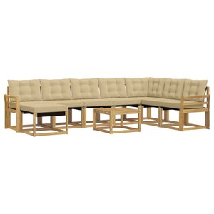 vidaXL Ensemble de canapés d'extérieur 9 Pièces Blanc et Beige