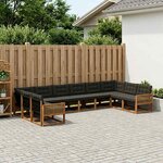 vidaXL Ensemble de canapés d'extérieur 10 pc Naturel et noir