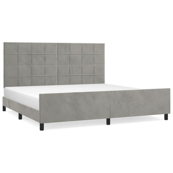 vidaXL Cadre de lit avec tête de lit Gris clair 200x200 cm Velours