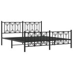 vidaXL Cadre de lit métal sans matelas avec pied de lit noir 180x200cm