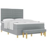 vidaXL Lit à ressorts avec tête de lit Gris clair 190 x 140 cm tissu