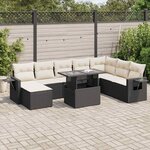 vidaXL Salon de jardin 9 Pièces avec coussins noir résine tressée
