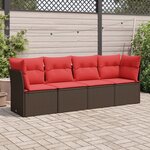 vidaXL Salon de jardin 4 Pièces avec coussins marron résine tressée