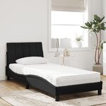 vidaXL Lit avec matelas Hanko noir 90x190 cm velours