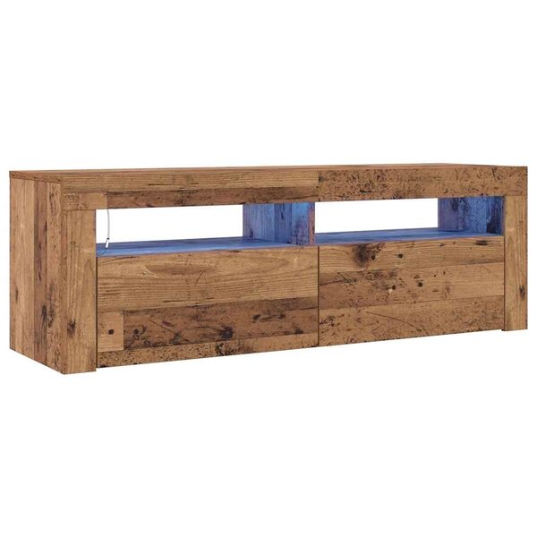 vidaXL Meuble TV avec lumières LED vieux bois bois d'ingénierie