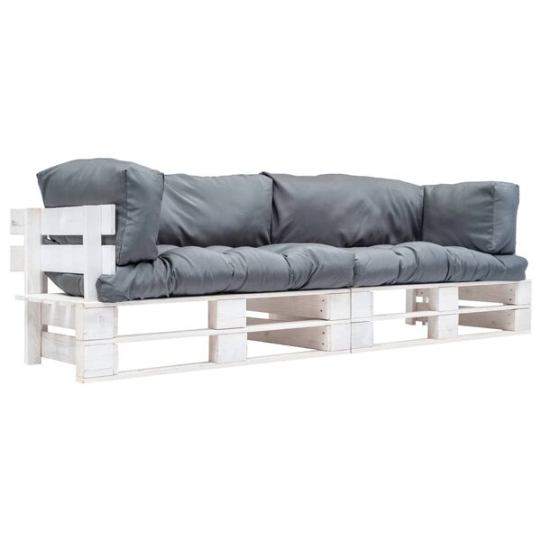 vidaXL Canapés de jardin palette 2 Pièces avec coussins Gris Pinède